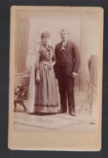 C 1885 Handsome Watertown WI Wedding Couple In Close Pose Cabinet Card picture