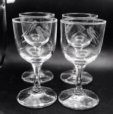 Crystal Etched Wheat 3oz Port Wine Glass CG Quartzex New Old Stock Set Of 4 picture