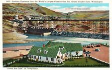 Postcard WA Grand Coulee Dam Worlds Largest Construction Job Linen PC H3969 picture