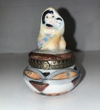 Vintage porcelain Navajo Indian mother & child mini trinket box picture