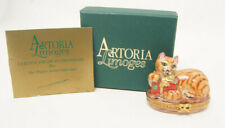 Artoria Limoges France Porcelain Orange Christmas Gift Cat Box Limited Edition  picture