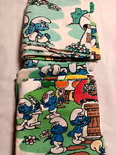 Vintage 1980s, Smurf Fabric (Shortened Sheets Used For Curtains) picture