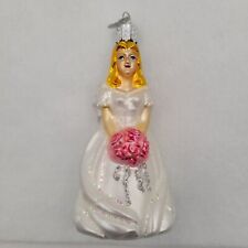 Old World Christmas Glass Ornament Hand Painted Blonde Bride Wedding 2013 OWC picture