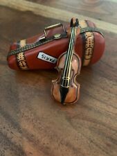 Limoges Box Pient Main France Genuine Authentic Trinket Box Violin & Case picture