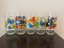 Vintage Lot of 5 Smurf Glasses Smurfette Papa Smurf Gargamel Lazy Grouchy picture