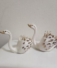 Pair of Porcelain White Swans w/ Gold Trim by California Pottery Smoke Free Home picture