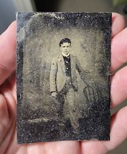 Vintage Antique Tintype Photo Dapper Handsome Young Man Teen Boy Stylish Clothes picture
