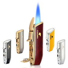 Travel Metal 3 Torch Flame Pocket Cigar Cigarette Lighter W/ Punch Butane No Gas picture