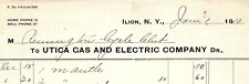 1910 ILION NY UTICA GAS AND ELECTRIC COMPANY REMINGTON CYCLE CLUB BILLHEAD Z4649 picture