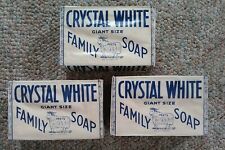 3 VINTAGE PEET'S CRYSTAL WHITE GIANT SIZE FAMILY SOAP BARS - ANTIQUE - 1940'S picture