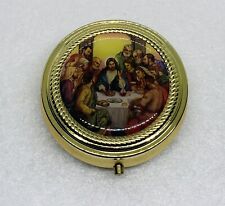 Vintage 1980s Jesus & 12 Diciples Enamel Trinket Box Gold Tone Metal Decor 31 picture