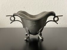 Vintage 1930s Plymouth Pewter Footed Curvy Sauce Boat w/Handles picture