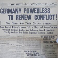 3 WWI Armistice Nov 11 12 1918 Buffalo NY Newspaper Commerical & Courier Express picture