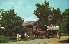 Ox Team and Historic Conestoga Wagon built in 1821 Lincoln's New Salem Postcard picture