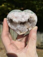 Pink Amethyst Druzy Heart - Lots Of Crystals Pink And Green - 145g / 3 Inch picture