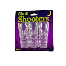 NEW SEALED 3X Clear Acrylic Gothic Skeleton Skull Face Shot Glasses Shooters picture