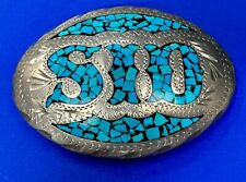 Custom Name Letters Sid Turquoise Chip Inlaid Western Belt Buckle By Out West picture