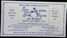 1935 vintage LORRAINE TEA ROOM & RESTAURANT philadelphia pa ADVERTISING CARD picture