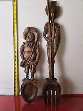 Vintage Hancarved Fork And Spoon Wall Hanger picture
