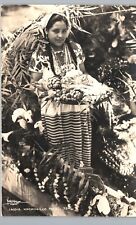 MEXICAN WOMAN FOOD BASKET india. xochimilco real photo postcard rppc mexico picture