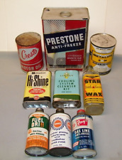 Vintage - Lot of 9 Gas & Oil Related cans Hi Shine Prestone Star Fay's -  9 Cans picture