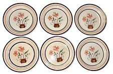 VINTAGE COUNTRYSIDE STONEWARE COLLECTION Flowers in Basket Salad Plate Set Of 6 picture