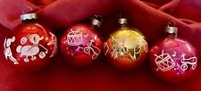 Vintage Glass Christmas Ornament Lot Of 4 Stencil Toys Hobby Horse, Blocks, Etc. picture
