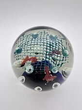 Vtg Murano Style Paperweight Gold Fish Fishnet Perfect Bubbles picture