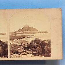 Stereoview Card 3D Real Photo C1860 St Micheal's Mount Cornwall Island By Spreat picture