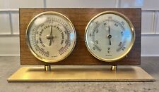 Vintage Weather Station Barometer Thermometer Walnut / Brass West Germany picture