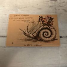 1800s San Jose California Gone Parlor Furniture Trade Card Snail And Mice picture