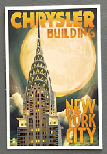 New York City, New York - Chrysler Building & Full Moon - Lantern Press Postcard picture