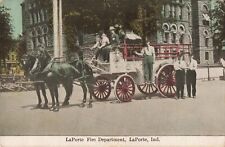 La Porte Fire Department LaPorte Indiana IN Horse-Drawn Wagon 1909 Postcard picture