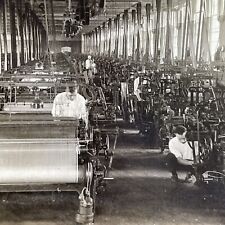 Antique 1909 Silk Factory Paterson New Jersey Stereoview Photo Card P1776 picture