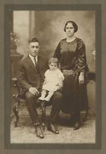 Antique c1900s Large Cabinet Card Beautiful Mother & Father With Adorable Child picture