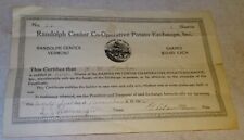 Randolph VT Potato Exchange 1916 Certificate for One Share picture