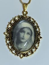 ON SALE**EXQUISITE LG.VTG. FRENCH REPRODUCTION CRYSTAL-DOME OUR LADY NECKLACE.g  picture