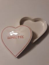 Tiffany & Co LOVE ME Heart Shaped Porcelain Trinket Box Red on White 1978 picture