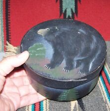 Round wood container w/Black Bear-from Yosemite National Park-LOOKY picture