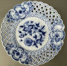 Vintage German Meissen Blue Onion Pattern Gilt Reticulated Plate picture
