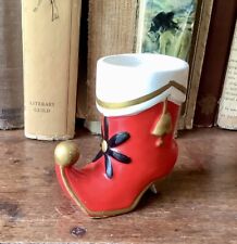 Vintage 1960 Holt & Howard Santa/Elf Red Boot Figurine Ceramic 3x3” Christmas picture