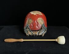 Japanese Mokugyo Wooden Fish-Shaped Drum for Buddhist Chanting | wooden stick. picture
