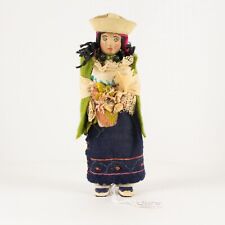 1960s Vintage Handmade Folk Doll Cloth Beaded Woman Leather Hat Ecuador Craft picture