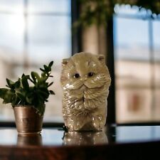 Vintage Handpainted Persian Cat Beige Ceramic Statue Figurine 4.5” picture