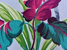 Candied Reds & Teals Tropical 1930s Hawaiian Explosion Barkcloth Vintage Fabric picture