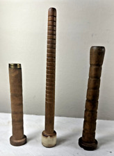 (3) Vintage Wooden Yarn Spools Textile Mill Thread Bobbin Spindle Farmhouse picture