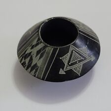 Small Vintage Native American Black On Black Ware Pot Art Pottery 1.25