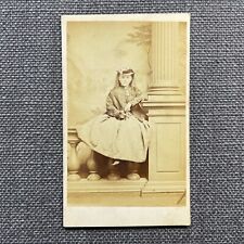 CDV Photo Antique Portrait Girl in Hoop Skirt Dress Hat Overcoat New Jersey picture