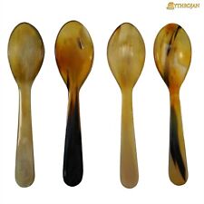 Medieval Genuine Horn Spoon Handcrafted For Viking Events Cosplay 4 Pcs 6.5 Inch picture