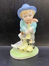 Vintage Norleans Figurine Boy Holding Horn And 3 Ducks picture